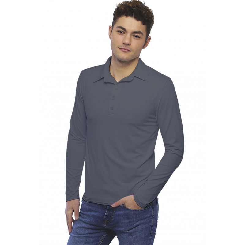 Tee-shirt col polo boutonné manches longues en modal JOSH Tee-shirt col polo boutonné manches longues en modal JOSH