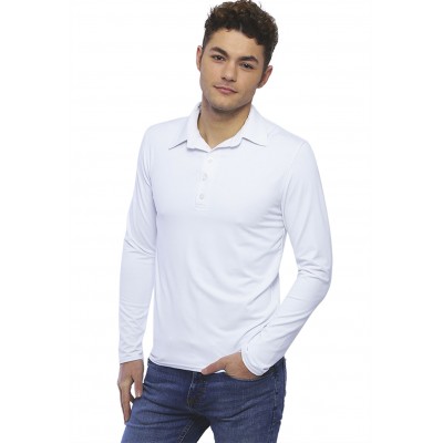 Tee-shirt col polo boutonné manches longues en modal JOSH