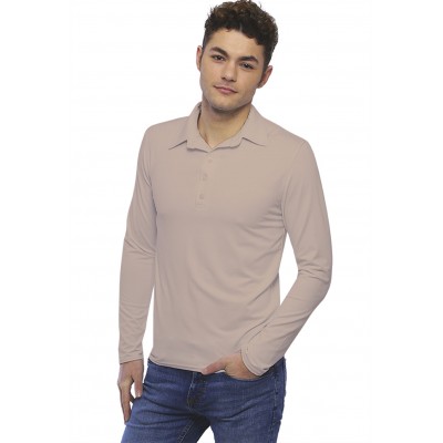 Tee-shirt col polo boutonné manches longues en modal JOSH