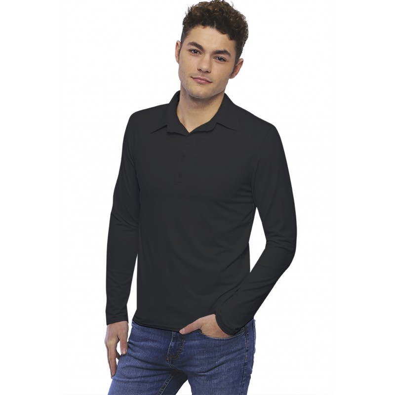 Tee-shirt col polo boutonné manches longues en modal JOSH Tee-shirt col polo boutonné manches longues en modal JOSH