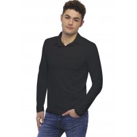 Tee-shirt col polo boutonné manches longues en modal JOSH