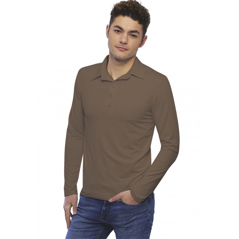 Tee-shirt col polo boutonné manches longues en modal JOSH