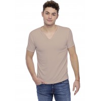 T-shirt col V boutonné manches courtes en modal LIAM