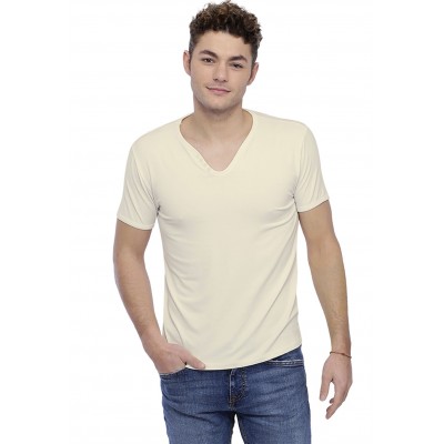 T-shirt col V boutonné manches courtes en modal LIAM