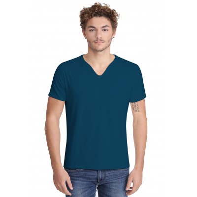 T-shirt col V boutonné manches courtes en modal LIAM