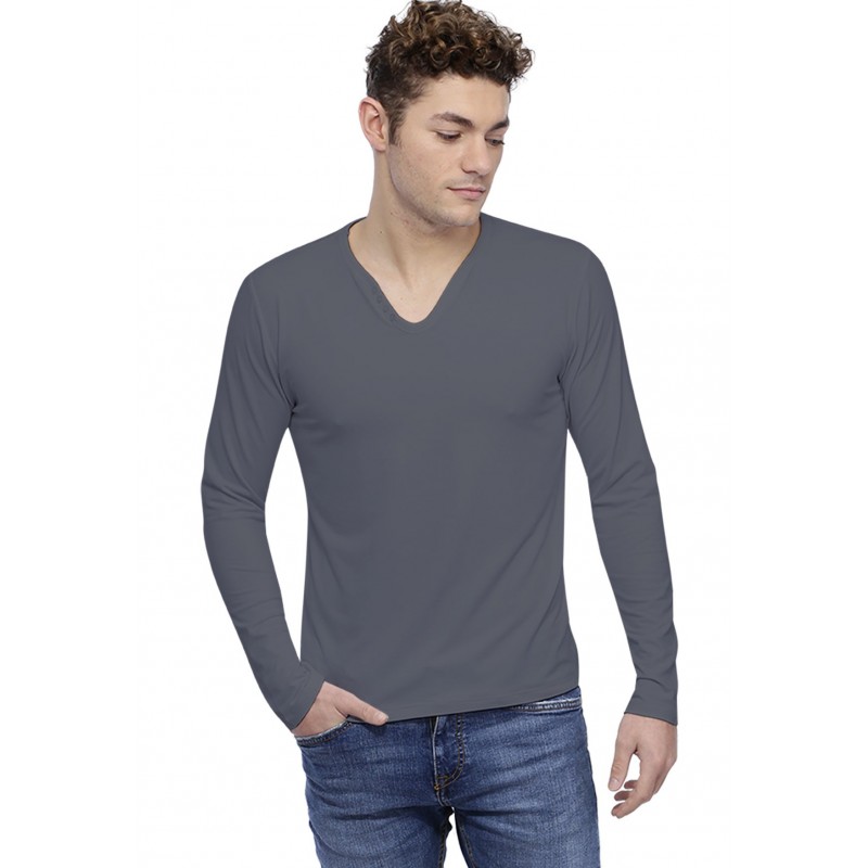 T-shirt col V boutonné manches longues en modal LIAM T-shirt col V boutonné manches longues en modal LIAM