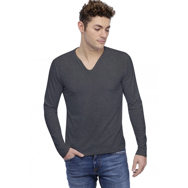 T-shirt col V boutonné manches longues en modal LIAM T-shirt col V boutonné manches longues en modal LIAM
