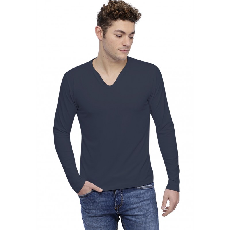 T-shirt col V boutonné manches longues en modal LIAM T-shirt col V boutonné manches longues en modal LIAM