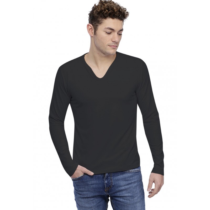 T-shirt col V boutonné manches longues en modal LIAM T-shirt col V boutonné manches longues en modal LIAM