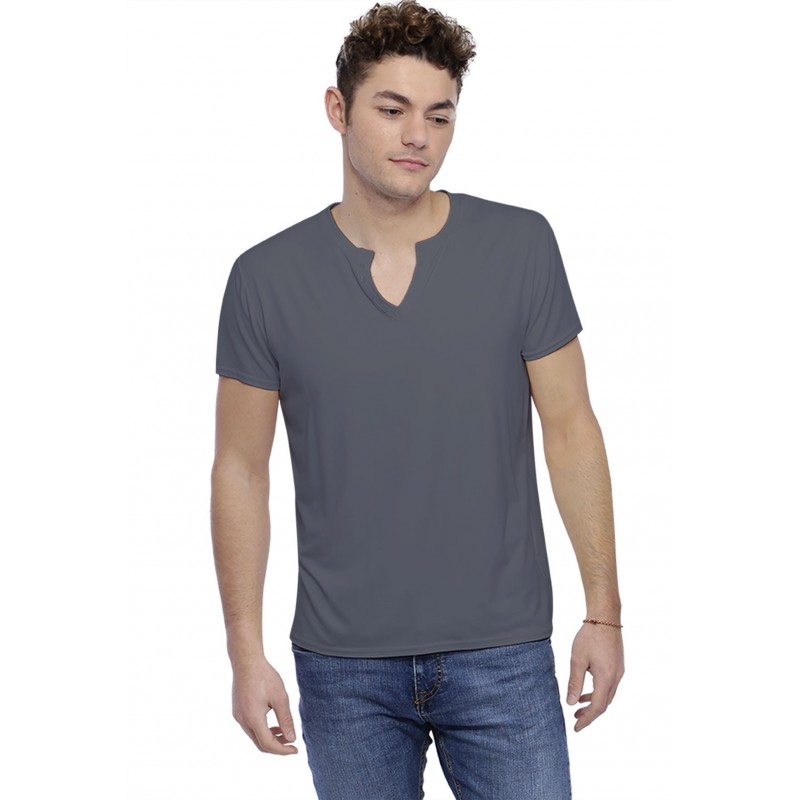 T-shirt col tunisien boutonné manches courtes en modal PAUL T-shirt col tunisien boutonné manches courtes en modal PAUL