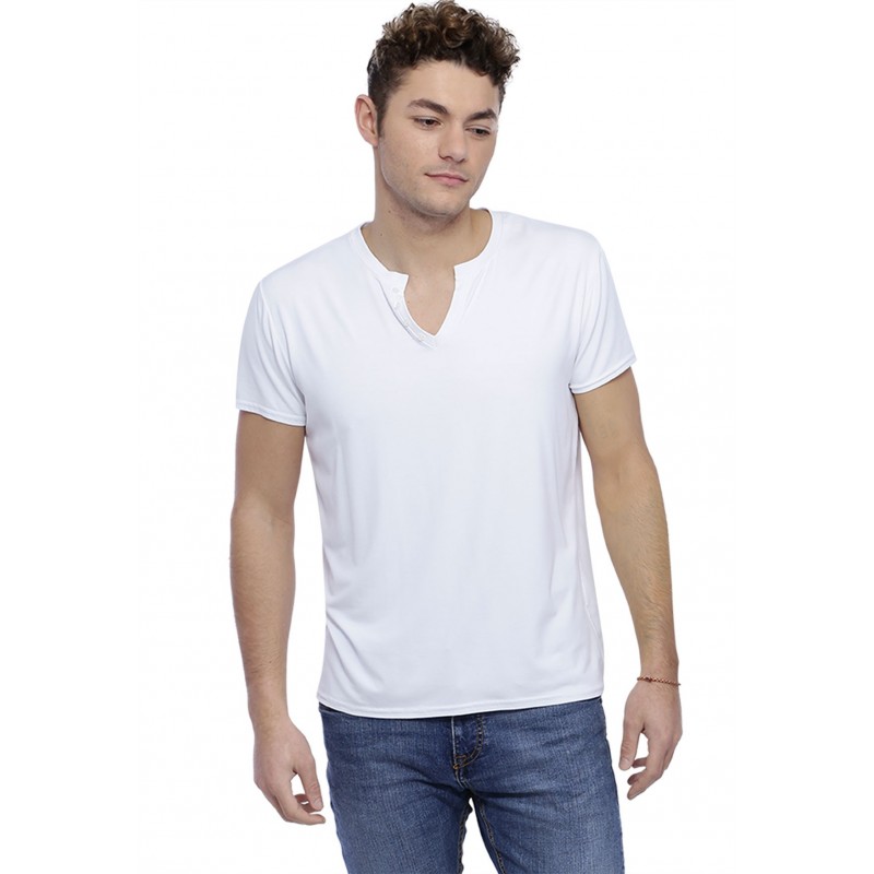 T-shirt col tunisien boutonné manches courtes en modal PAUL T-shirt col tunisien boutonné manches courtes en modal PAUL