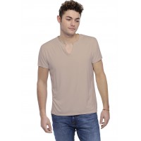 T-shirt col tunisien boutonné manches courtes en modal PAUL