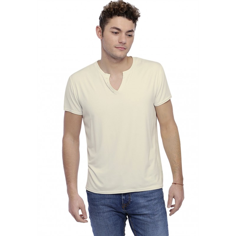 T-shirt col tunisien boutonné manches courtes en modal PAUL T-shirt col tunisien boutonné manches courtes en modal PAUL