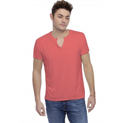 T-shirt col tunisien boutonné manches courtes en modal PAUL