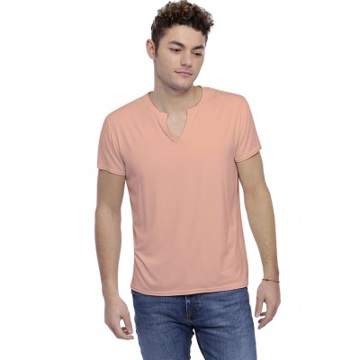 T-shirt col tunisien boutonné manches courtes en modal PAUL