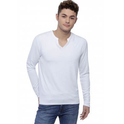 T-shirt col tunisien boutonné manches longues en modal PAUL
