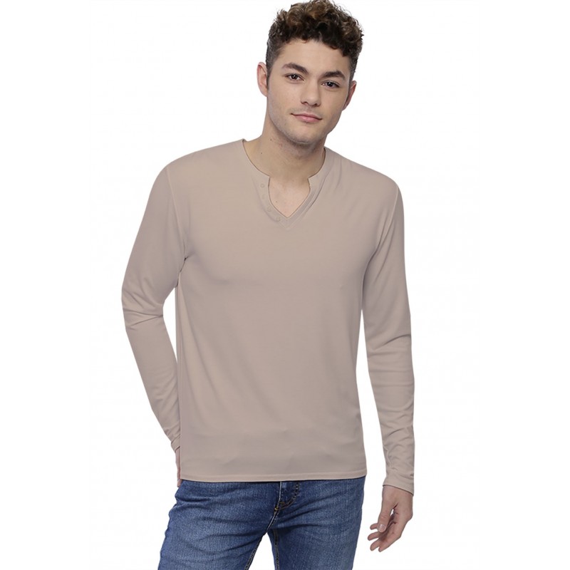 T-shirt col tunisien boutonné manches longues en modal PAUL T-shirt col tunisien boutonné manches longues en modal PAUL