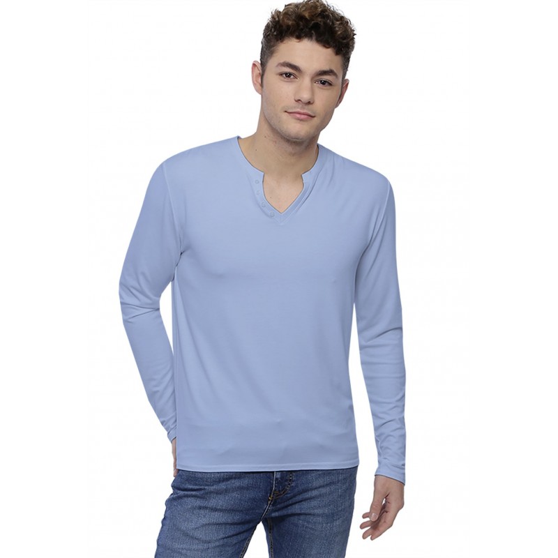 T-shirt col tunisien boutonné manches longues en modal PAUL