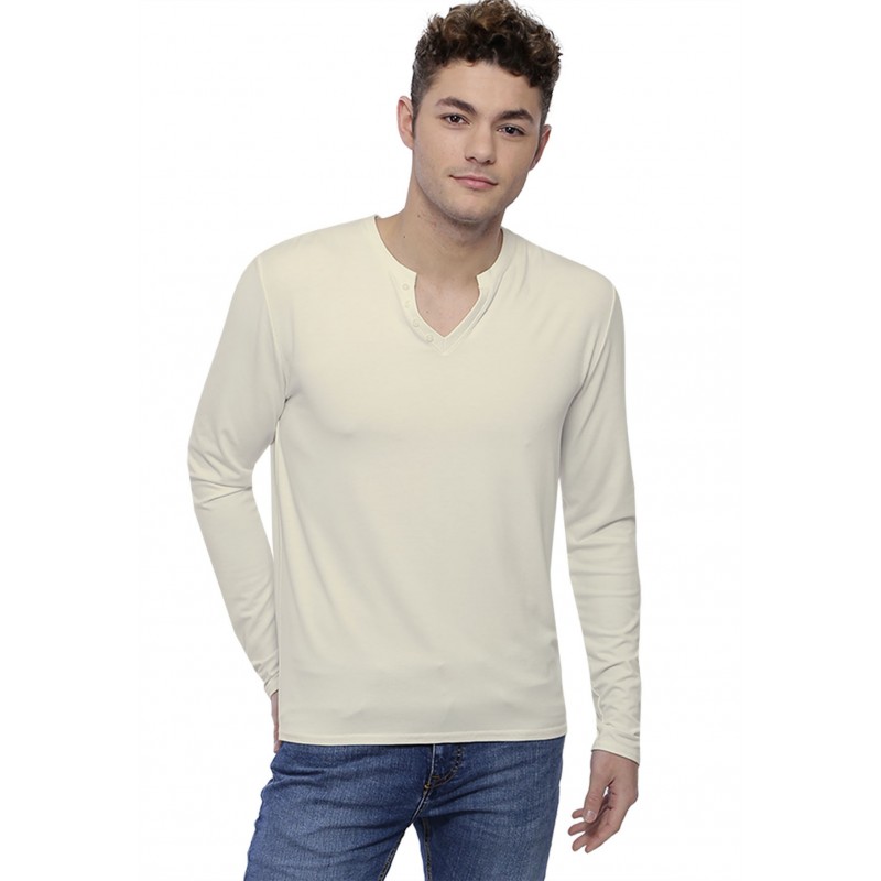 T-shirt col tunisien boutonné manches longues en modal PAUL T-shirt col tunisien boutonné manches longues en modal PAUL