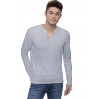 T-shirt col tunisien boutonné manches longues en modal PAUL