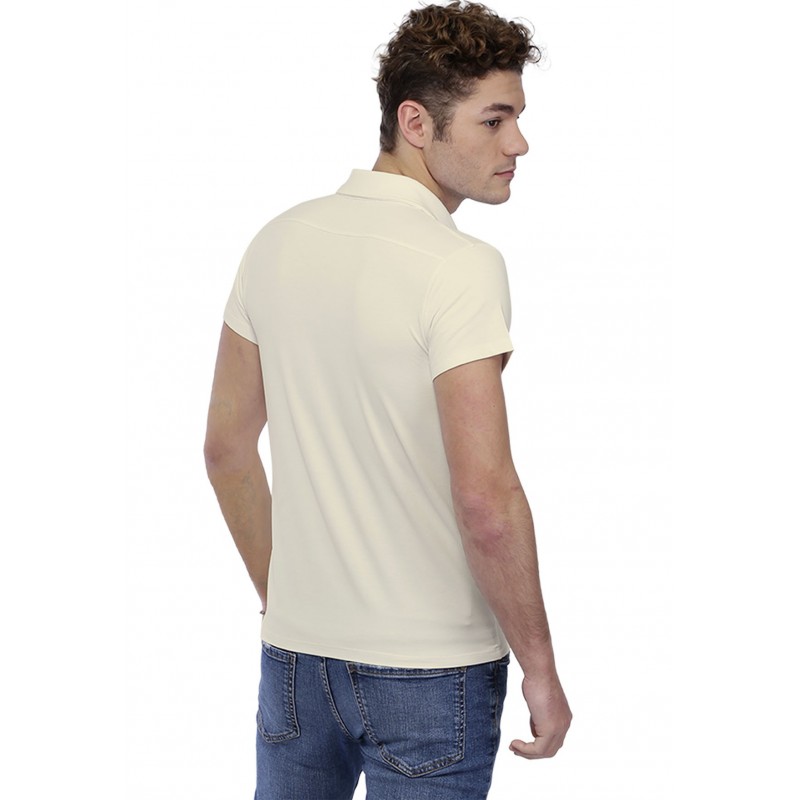T-shirt col polo couture dos apparente manches courtes en modal RUBEN T-shirt col polo couture dos apparente manches courtes en modal RUBEN