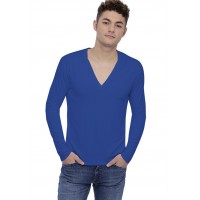 T-shirt col V profond boutonné manches longues en modal PATRICK