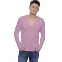 T-shirt col V profond boutonné manches longues en modal PATRICK