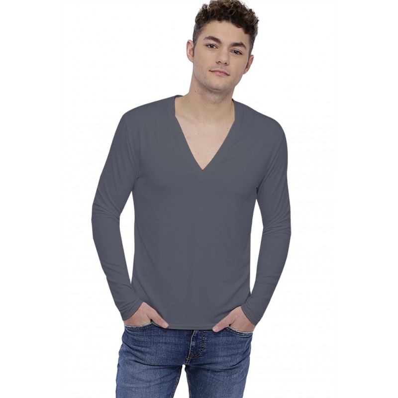 T-shirt col V profond boutonné manches longues en modal PATRICK T-shirt col V profond boutonné manches longues en modal PATRICK