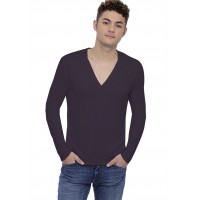T-shirt col V profond boutonné manches longues en modal PATRICK