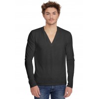 T-shirt col V profond boutonné manches longues en modal PATRICK