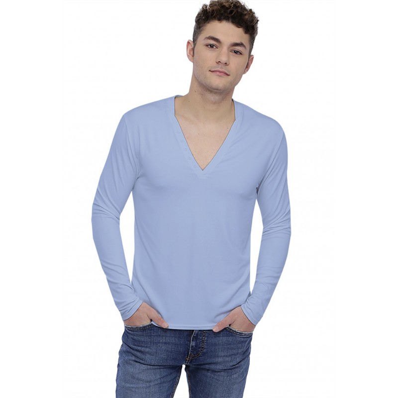 T-shirt col V profond boutonné manches longues en modal PATRICK T-shirt col V profond boutonné manches longues en modal PATRICK