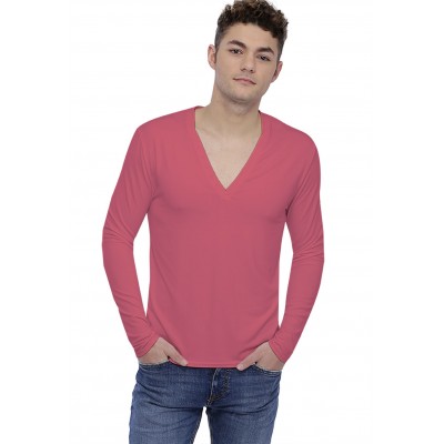 T-shirt col V profond boutonné manches longues en modal PATRICK