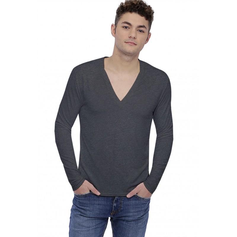 T-shirt col V profond boutonné manches longues en modal PATRICK T-shirt col V profond boutonné manches longues en modal PATRICK