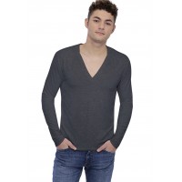 T-shirt col V profond boutonné manches longues en modal PATRICK