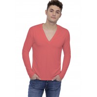 T-shirt col V profond boutonné manches longues en modal PATRICK