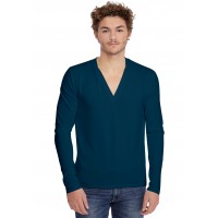 T-shirt col V profond boutonné manches longues en modal PATRICK