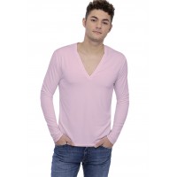 T-shirt col V profond boutonné manches longues en modal PATRICK