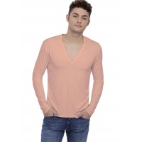 T-shirt col V profond boutonné manches longues en modal PATRICK