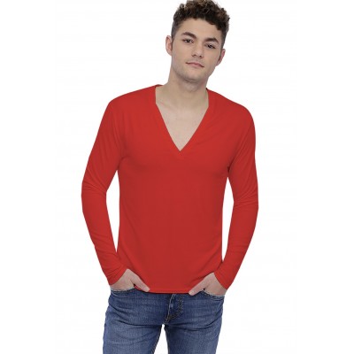 T-shirt col V profond boutonné manches longues en modal PATRICK