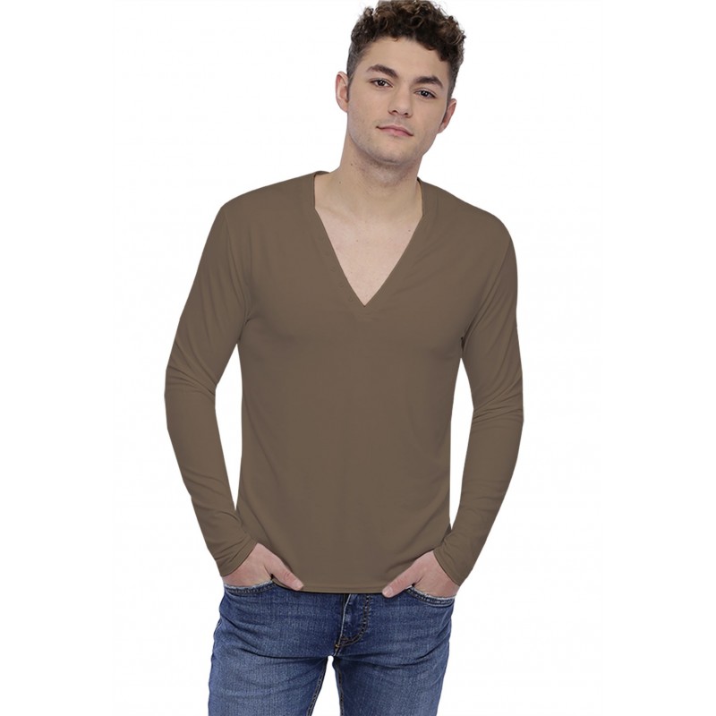 T-shirt col V profond boutonné manches longues en modal PATRICK T-shirt col V profond boutonné manches longues en modal PATRICK