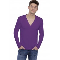 T-shirt col V profond boutonné manches longues en modal PATRICK