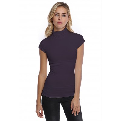 T-shirt col roulé manches courtes capes en modal CINDY02