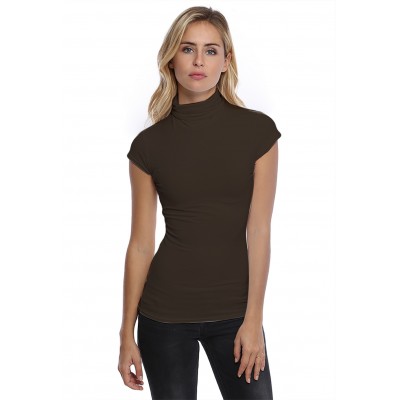 T-shirt col roulé manches courtes capes en modal CINDY02