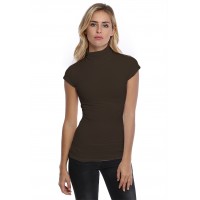 T-shirt col roulé manches courtes capes en modal CINDY02