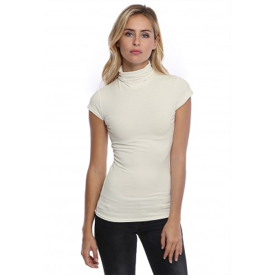 T-shirt col roulé manches courtes capes en modal CINDY02