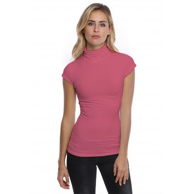 T-shirt col roulé manches courtes capes en modal CINDY02