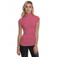 T-shirt col roulé manches courtes capes en modal CINDY02