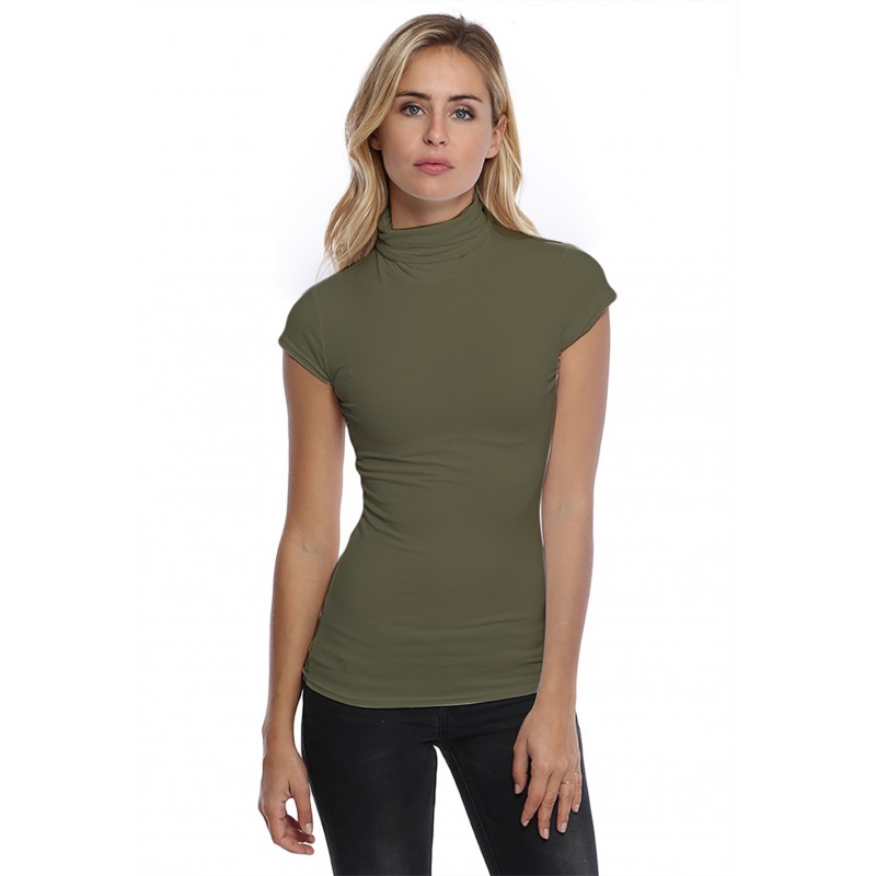 T-shirt col roulé manches courtes capes en modal CINDY02 T-shirt col roulé manches courtes capes en modal CINDY02