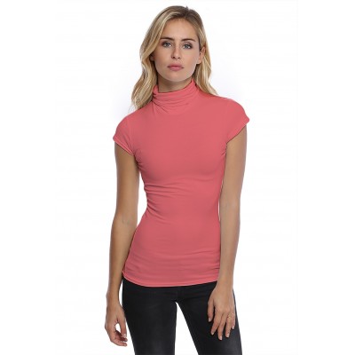 T-shirt col roulé manches courtes capes en modal CINDY02