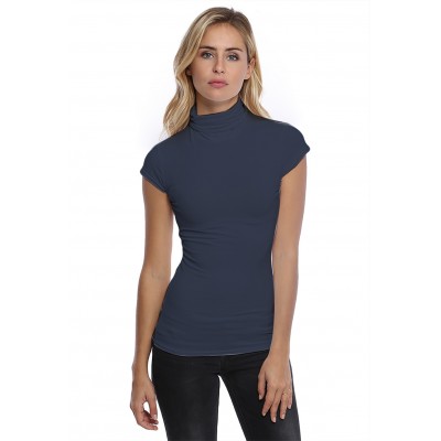 T-shirt col roulé manches courtes capes en modal CINDY02